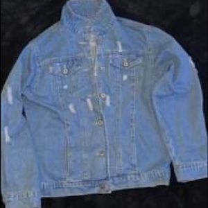 Distressed jeans jacket